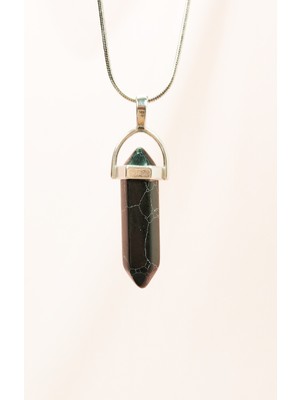 Royaleks Mat Oniks Doğal Taşı Zincirli El Yapımı Tasarımlı Kolye Uç: 3,5 cm Zincir: 20 cm Kutulu