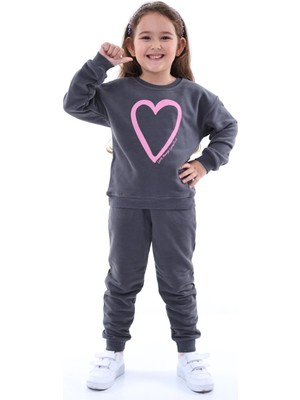 Kyex Kids Kız Çocuk Alt Üst Antrasit 3 Iplik Takım