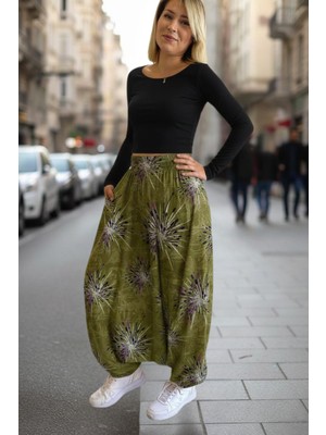 She Best Otantik Viskon Şalvar- Viskon Kumaş Belmando Rahat Kalıp Bohem Otantik Tarzı Cepli Kadın Şalvar