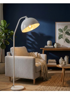 Avizade Amber Endüstriyel Tasarım Beyaz Metal Lambader - Dekoratif Yalın Şık Tasarım | Yumuşak Ambiyans