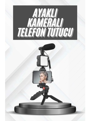 İsmiyle Al Telefon Tutucu Mikrofonlu Işıklı Youtuber Video Kayıt