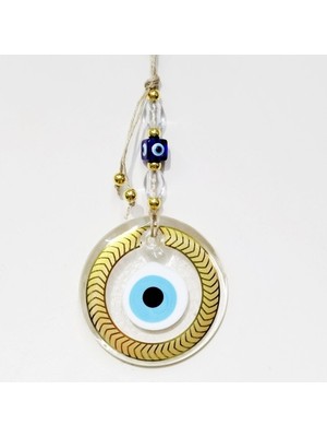 İsmiyle Al Altın Yaldızlı Nazar Boncuklu Şeffaf Cam Duvar Süsü