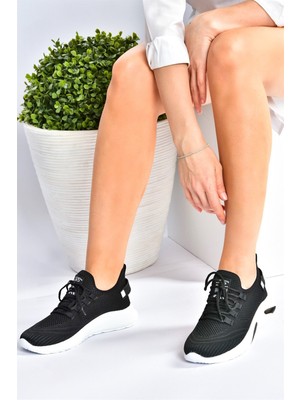 Fox Shoes Siyah/beyaz Triko Kumaş Kadın Spor Ayakkabı M702006204