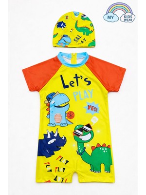 My Kids Wear Erkek Çocuk Boneli Fermuarlı Çocuk Plaj Mayosu 2-8 Yaş 12553