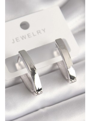 İsmiyle Al Pirinç Gümüş Renk Kadın Küpe