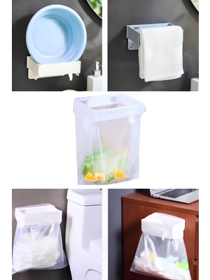 Vekorr Katlanabilir Tutucu Kendinden Yapışkanlı Çok Amaçlı Poşet Havlu Tutma Mutfak Banyo Aparatı