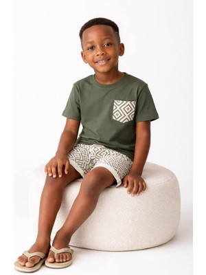 Monila Erkek Çocuk Geometrik Baskılı Pamuklu Şortlu Altüst Takım