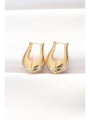 İsmiyle Al Pirinç Gold Renk Bombeli Küpe