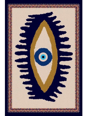 Kilim Home Göz Temalı Mavi Pastel Tonlarında Nazar Boncuğu Dokuma Taban Salon Halısı Çocuk Halısı  Mars 252