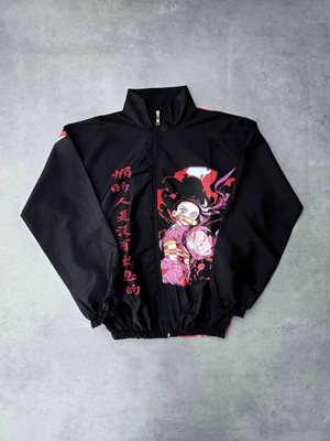 Marsilyan Fermuarlı Dijital Baskılı Rüzgarlık - Siyah