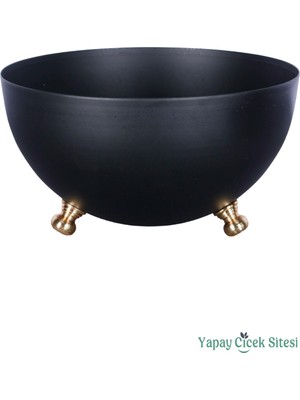 Yapay Çiçek Sitesi Metal Tas Model Saksı Siyah