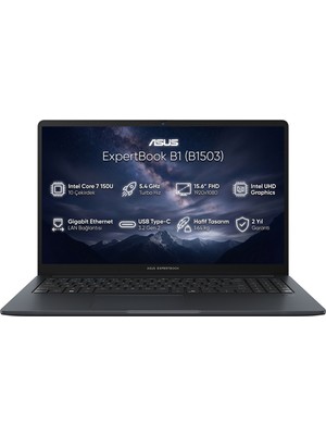 Asus Expertbook B1 Intel Core 7 150U 24GB 1tb SSD 15.6" Fhd Freedos Laptop, Notebook B1503CVA-C78G512B4D 006