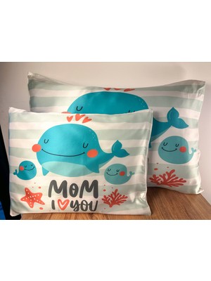 ICON SILK %100 Saf Ipek Çocuk Yastık Kılıfı (Mavi Balina)