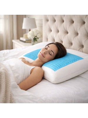 Gön Ev Tekstili Jelli Tombul Ortopedik Visco Yastık 40X60 cm – Boyun Destekli, Serinletici Jel Teknolojisi