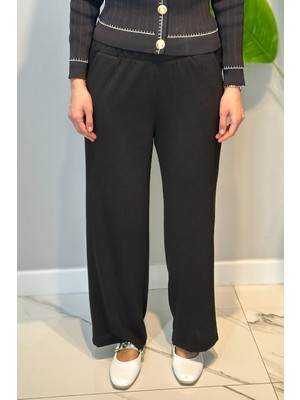 Lale Butik Büyük Beden Triko Bolpaça Pantolon 2518 Siyah