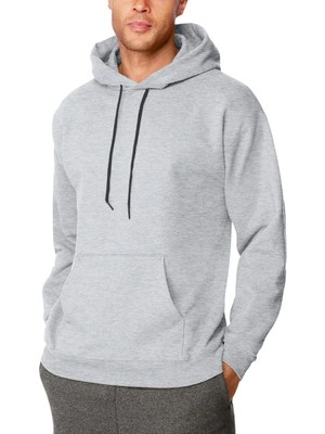 Marsilyan Uzun Kol Kapşonlu Basic Sweatshirt Hoodie - Gri