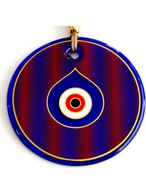 İsmiyle Al Yaldızlı Kırmızılı Cam Duvar Süsü Nazarlık