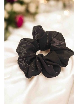 Pirene Arts Noctura Işıltılı Şifon Scrunchie – Abiye & Gece Kullanımına Uygun Saç Tokası