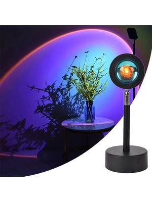 İsmiyle Al Ally Günbatımı Projektör 180 Derece Dönen USB Gece Lambası Günbatımı PROJEKTÖR-(5775)