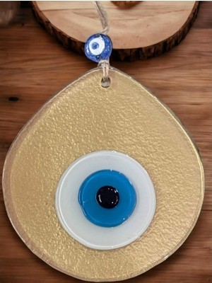 İsmiyle Al Mavi Nazar Boncuklu Gold Renk Nazar Boncuklu Damla Desen El Yapımı Duvar Süsü
