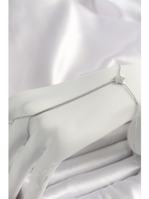 İsmiyle Al Pirinç Gümüş Renk Su Yolu Zirkon Taşlı Yıldız Model Kadın Şahmeran