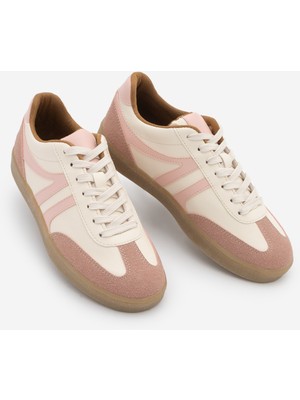 Marjin Kadın Sneaker Bağcıklı Düz Taban Retro Spor Ayakkabı Norde Pembe