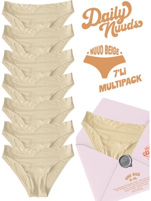 Daily Nuuds Günlük Kesim Kadın Iç Çamaşırı (Xs–xl Tek Beden) – Bej (Nuud Beige) | 7’li Multipack