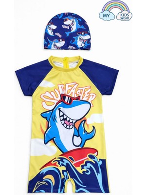 My Kids Wear Erkek Çocuk Boneli Fermuarlı Çocuk Plaj Mayosu 2-8 Yaş 12555