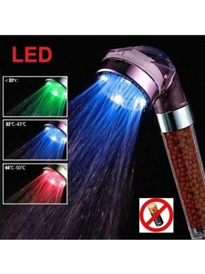 İsmiyle Al LED Işıklı Banyo Duş Başlığı Su Tasarruflu Duş Fıskiyesi -Pil Veya Elektrik Gerekmez.