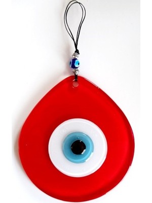 İsmiyle Al Kırmızı Renk Damla Model Nazar Boncuklu El Yapımı Duvar Süsü