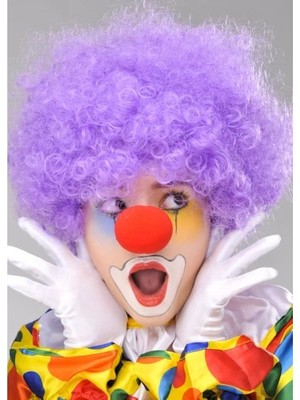 İsmiyle Al Mor Renk Kıvırcık Bonus Peruk ve Kırmızı Burun Seti