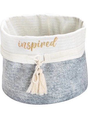 İsmiyle Al Yuvarlak Katlanabilir Çok Amaçlı Saklama Organizer Kutu Keçe Sepet (Mini) - 03402