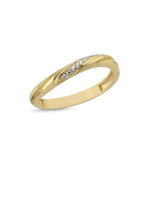 Zeya Kuyumculuk 14 Ayar Altın Kavisli Taş Detaylı Yüzük