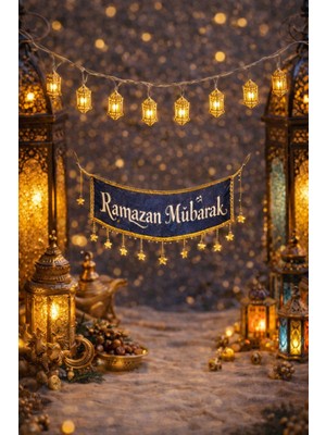 Pairla 2 Metre Gold Karışık 10 Adet Ramazan Temalı LED Işıklı Süsleme Seti Ramazan Süsleri, Ramazan Hediyem Ramazan Süsü