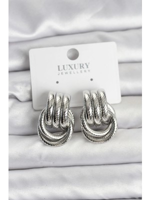 İsmiyle Al Gümüş Renk Halka Modelli Pirinç Kadın Küpe