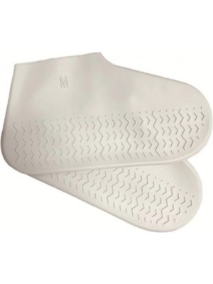 İsmiyle Al Silikon Ayakkabı Kılıfı Kaymaz Su Kir Geçirmez  M Beden Beyaz