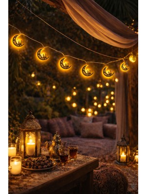 Okavango 2 Metre Gold Karışık 10 Adet Ramazan Temalı LED Işıklı Süsleme Seti Ramazan Süsleri, Ramazan Hediyem Ramazan Süsü