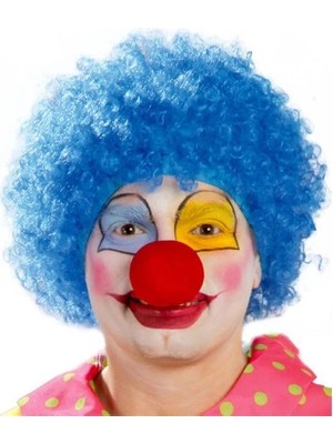 İsmiyle Al Mavi Renk Kıvırcık Afro Palyaço Seti