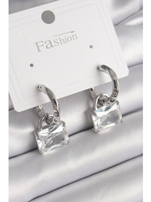 İsmiyle Al Pirinç Gümüş Renk Sallantı Zirkon Taşlı Çanta Model Kadın Küpe