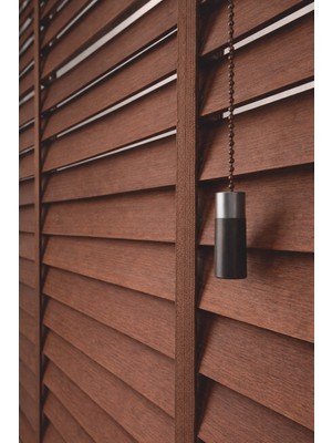 Koyu Ceviz 50MM Ahşap Jaluzi Perde – Redüktörlü Zincir Mekanizmalı – Ofis/ev Tüm Mekanlar