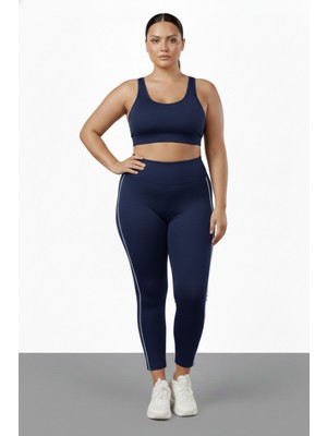 Softandbasic Kadın Dalgıc Kumaş Yanları Şeritli Geniş Paça Battal Büyük Beden Tayt  2xl-3xl-4xl-5xl-6xl