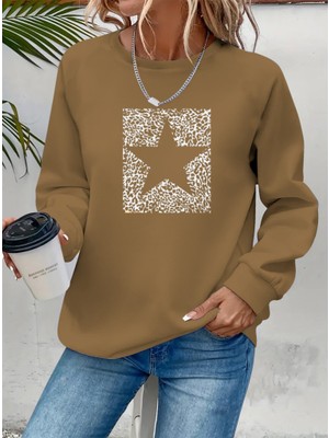 Indispensablely Kadın Uzun Kollu Bisiklet Yaka Desenli Viskon Iki Iplik Bluz