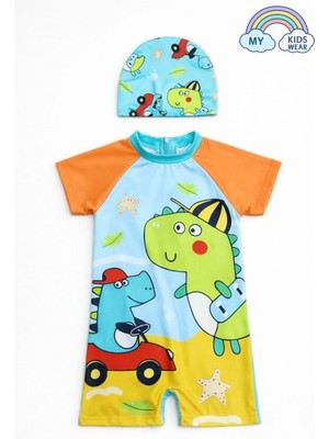 My Kids Wear Erkek Çocuk Boneli Fermuarlı Çocuk Plaj Mayosu 2-8 Yaş 12556