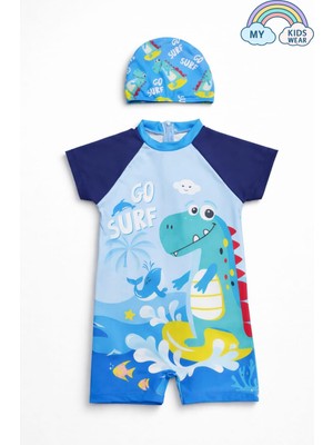 My Kids Wear Erkek Çocuk Boneli Fermuarlı Çocuk Plaj Mayosu 2-8 Yaş 12557
