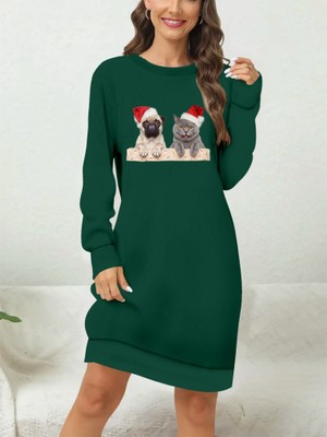 Indispensablely Kadın Uzun Kollu Bisiklet Yaka Desenli Viskon Iki Iplik Bluz