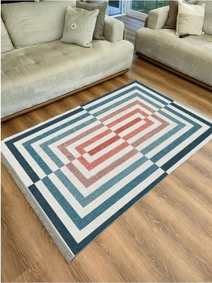 Kilim Home Renkli Geometrik Yıkanabilir Kaymaz Pamuk Tabanlı Salon Halısı, Koridor ve Mutfak Halısı Kilim 2189