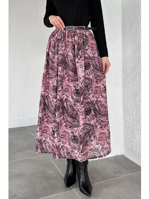 Julude Bel Lastikli Kemer Detaylı Iç Astarlı Tesettür Etek P-00020407