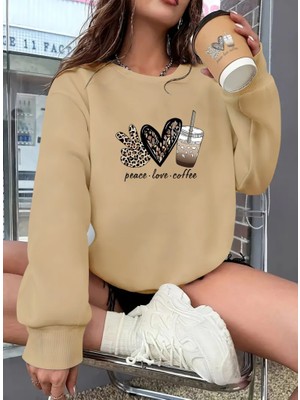 Indispensablely Kadın Uzun Kollu Bisiklet Yaka Kalp Desenli Viskon Iki Iplik Bluz