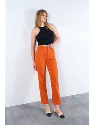 Indispensablely Strong Düz Pantolon - Oranj
