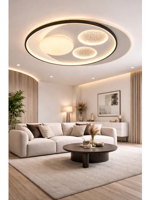 ESSLİGHT OSCAR 50 CM PLAFONYER LED AVİZE 3 RENK IŞIK MODLU (BEYAZ SARI GÜN IŞIĞI) SALON OTURMA ODASI YATAK ODASI OFİS